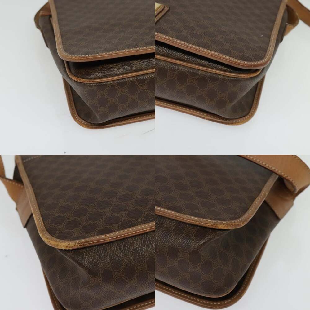 CELINE Macadam Canvas Shoulder Bag Pvc Leather Brown Gold - Picture 10 of 12